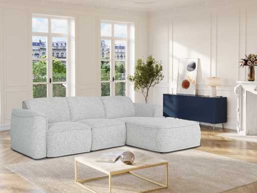 Right corner sofa in grey mottled fabric 