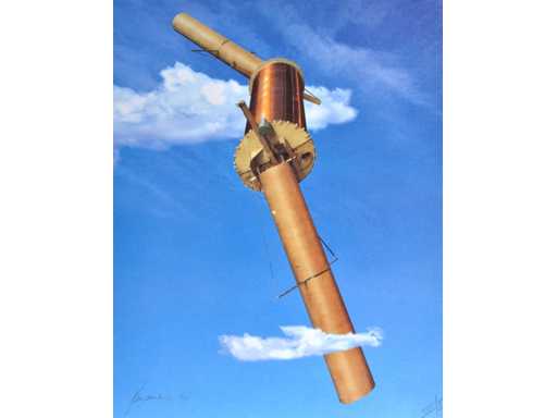 Panamarenko - tigre volant - impression couleur avec impression en taille