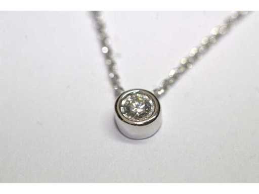 9 KT witgouden ketting met natuurlijke diamant