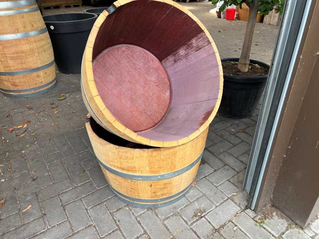 2 half wine barrels thick oak 112.5 liters