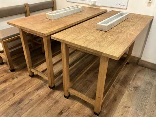 Cabine - Tavolo da bar in legno massello con struttura in marmo (2x)