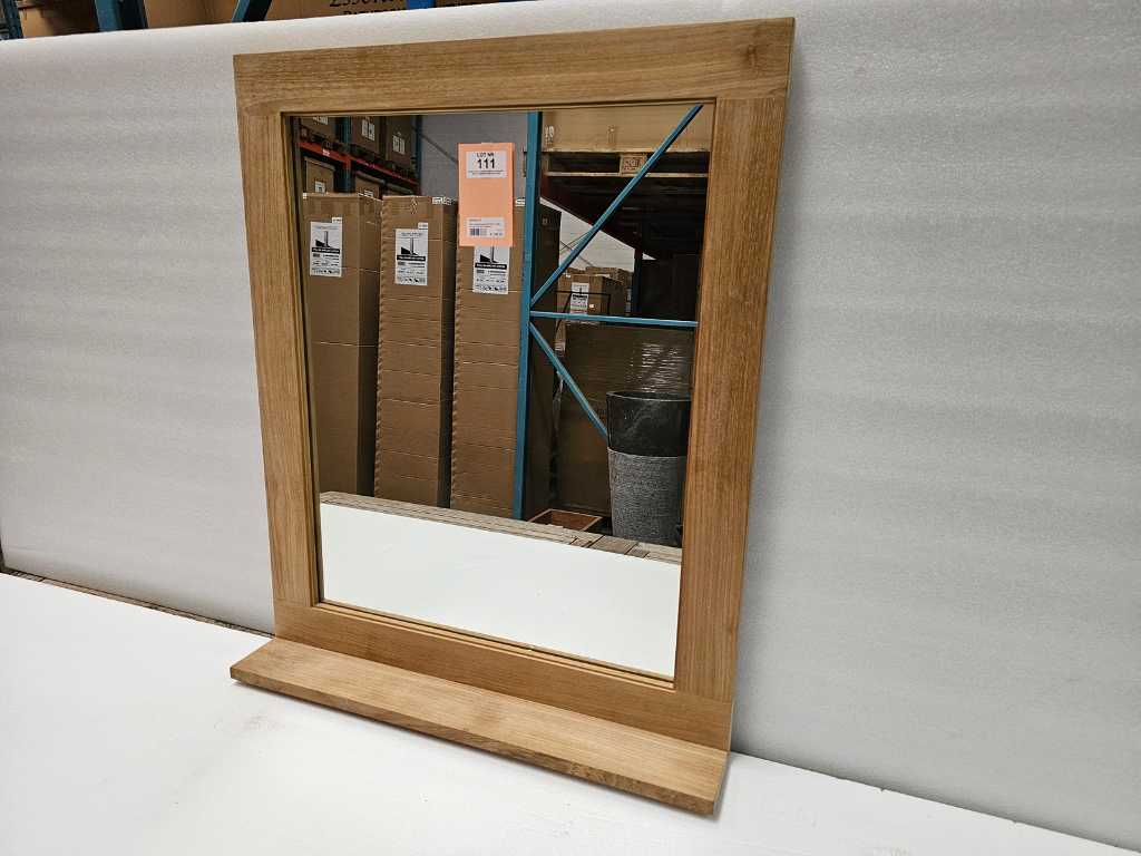 Essential Teak Mirror 70 x 3 x H90cm with Shelf 