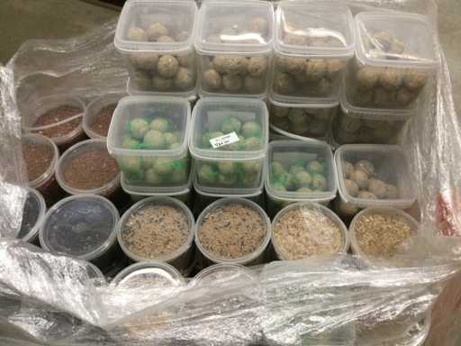 Des seaux de nourriture pour oiseaux. (57x)