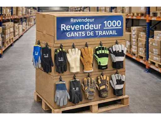Palette de 1000 paires gants de travail neuf mélange de taille et de modèle