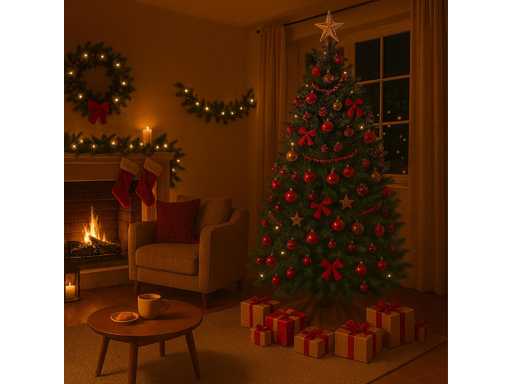 Artificial Christmas Tree, 180 cm, PVC Needles, Wooden Stand, Storage Bag, Natural Green Fir