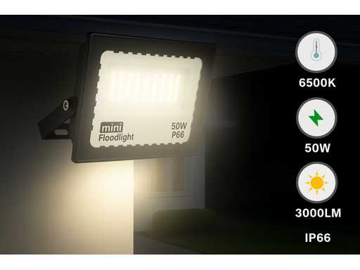 Projecteur LED 50W MINI – 6500K Blanc froid – IP65 étanche (x6)