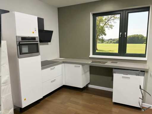 Hoekopgestelde showroomkeuken