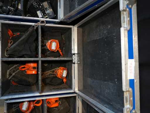 REMA – 4 x Handkettenheber, 9 m Kette / 500 kg + Flugkoffer.