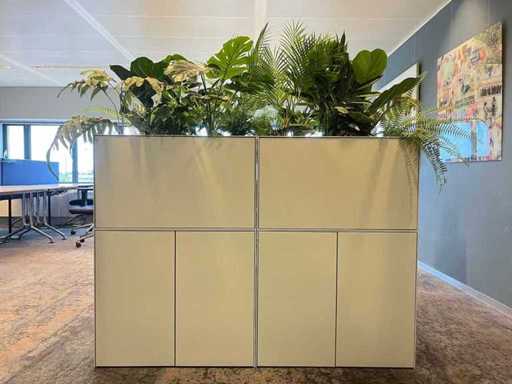 Steelcase - 2x dulap din oțel cu plante artificiale - gri